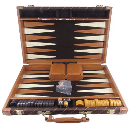 Pierre Cardin Briefcase Backgammon Set (Complete)