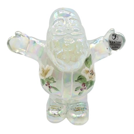 Fenton Hand Painted Iridescent Santa Figurine