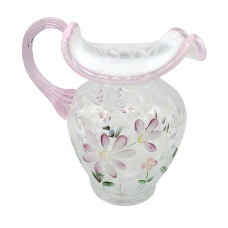 Fenton Hand Painted Optic Glass Pitcher