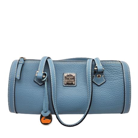 Dooney & Bourke Blue Pebble Leather Barrel Bag