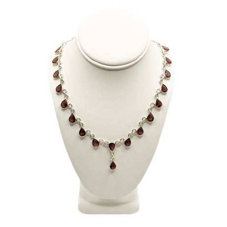 Sterling Silver & Amethyst Drop Necklace