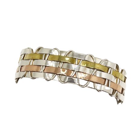 Mexican Sterling Silver & Gold Plated Cuff Bracelet
