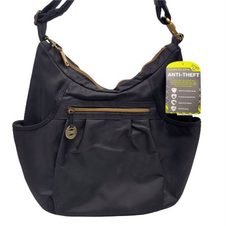 Travelon Anti-Theft Black Pleated RFID Crossbody Bag