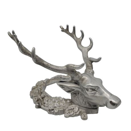 Vintage Cast Aluminum Stag Inkwell/Pen Holder