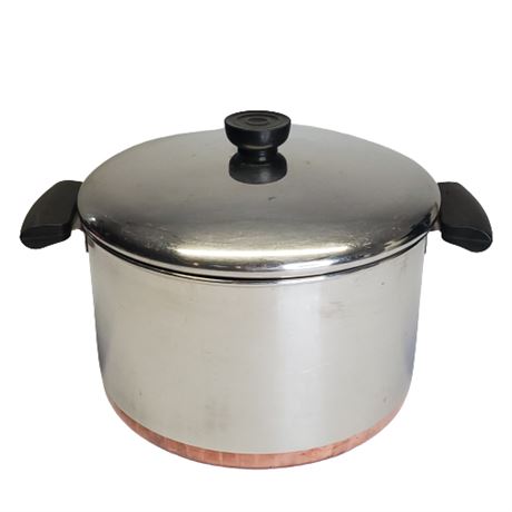 Vintage Revere Ware Copper Bottom 6 QT Stock Pot w/ Lid