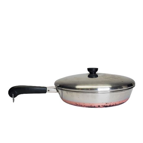 Vintage Revere Ware Copper Bottom 12" Skillet w/ Lid