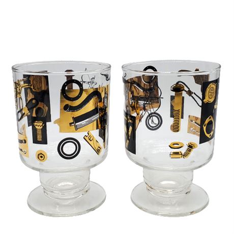Mid-Century Car Parts Footed Rocks Glasses