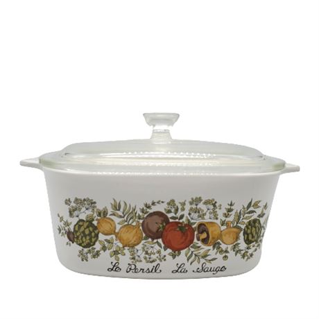 Vintage Corning Ware Spice of Life 1.5 Qt Square Casserole w/ Lid