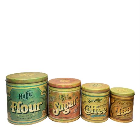 Vintage Flour/Sugar/Coffee/Tea Tin Kitchen Canisters