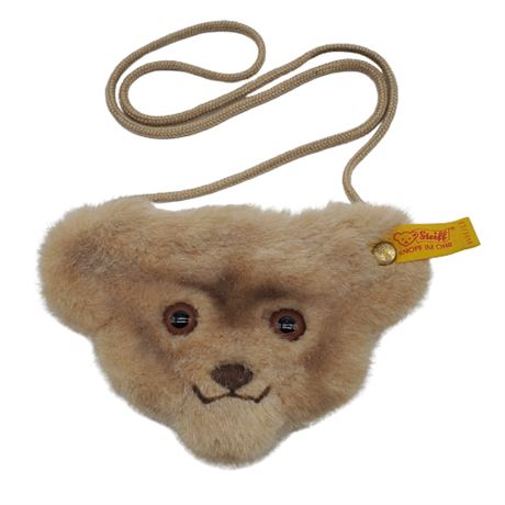 Vintage 80s Steiff Plush Teddy Bear Head Mini Purse