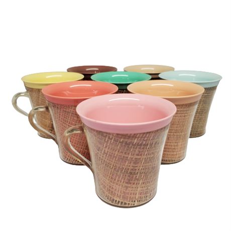 Vintage Raffiaware 8pc Tiki Thatch Mug Set 2 of 2