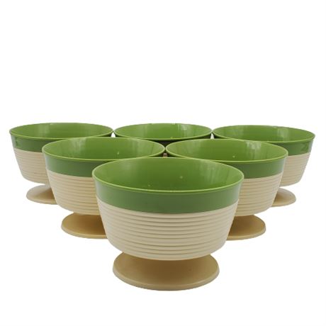 Vintage Raffiaware Ribbed Footed Ice Cream Bowls