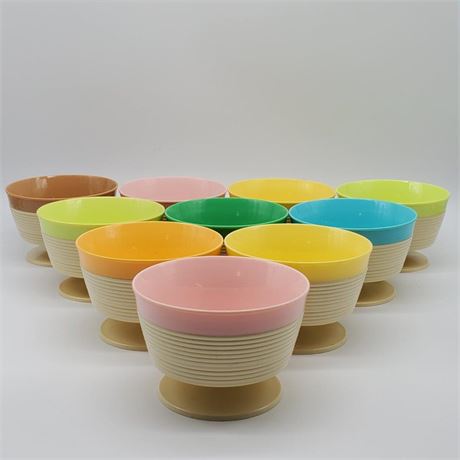 Great Lakes VNTG - Vintage Raffiaware Ribbed Footed Ice Cream Bowls