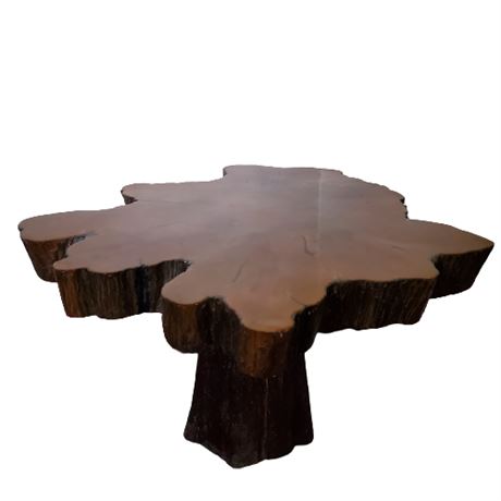 Mid-Century Live Edge Pedestal Cocktail Table