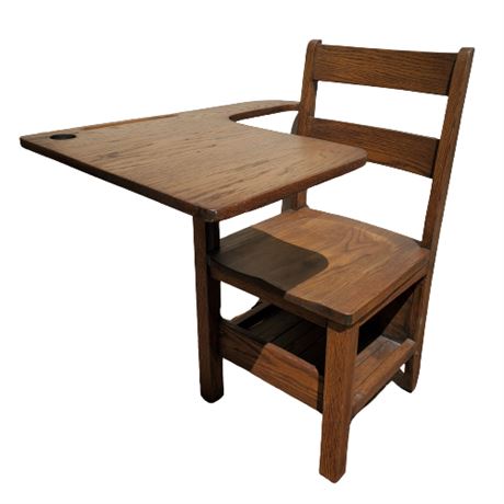 Vintage Oak School Chair Desk