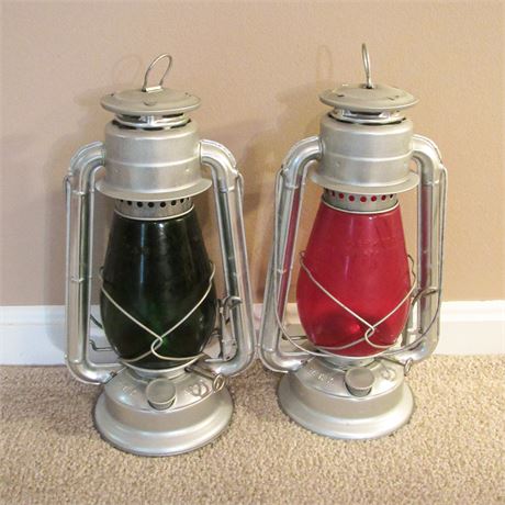 W.T.K. Little Champ Red & Green Oil Lanterns