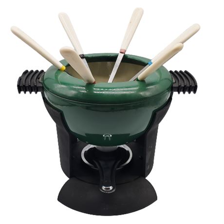 Le Creuset Enameled Cast Iron Fondue Pot w/ 6 Forks