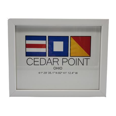 Cedar Point Nautical Flag & Coordinates Framed Print