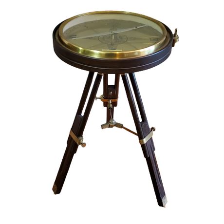 Large Compass Tripod End Table