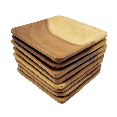 Crate & Barrel Wood Appetizer Plate Set