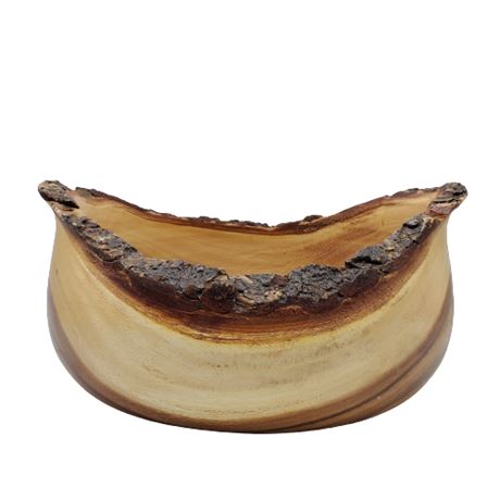 Lipper Acacia Rustic Tulip Bark Edge Serving Bowl