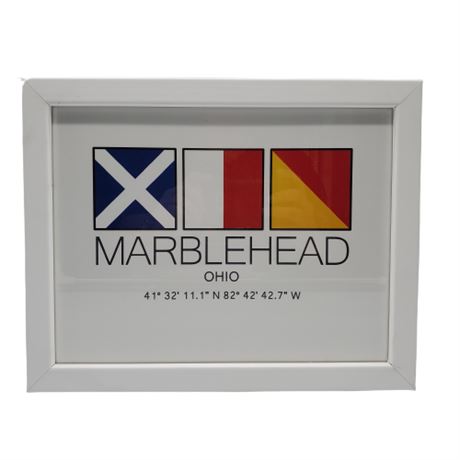 Marblehead Nautical Flag & Coordinates Framed Print
