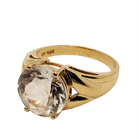Signed Clyde Duneier 14K Gold Cocktail Ring