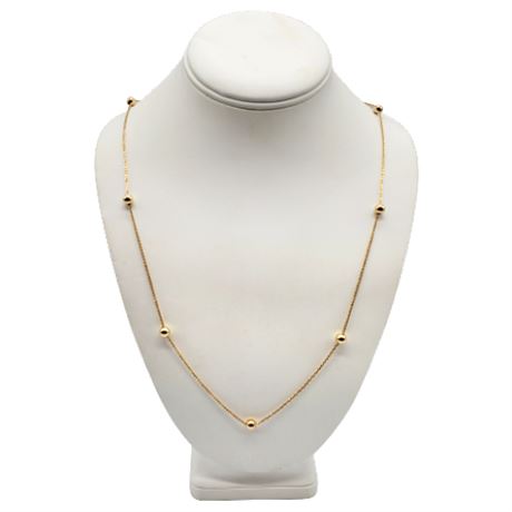 Signed Milor 14K Gold Margarita Satellite Chain Necklace