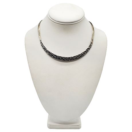 Signed Sterling Silver Mexico Rigid Choker/Collar Necklace