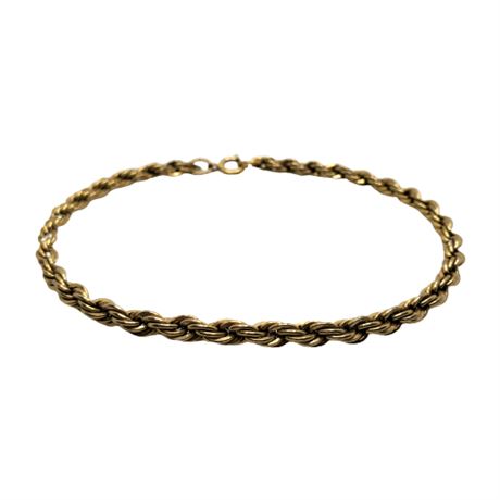 Vintage Danecraft Gold Plated Sterling Silver Rope Chain Bracelet