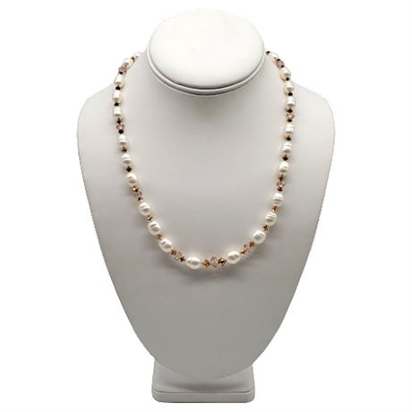 Honora Collection Freshwater Pearl and Crystal Bead Necklace