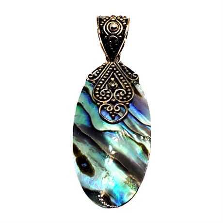 Signed Suarti Sterling Silver Abalone Pendant