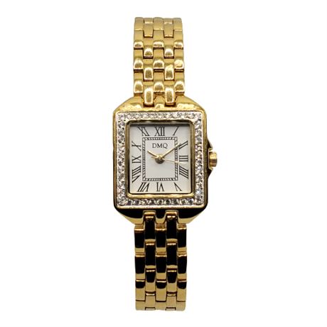 DMQ Ladies' Cubic Zirconia Gold Tone Watch