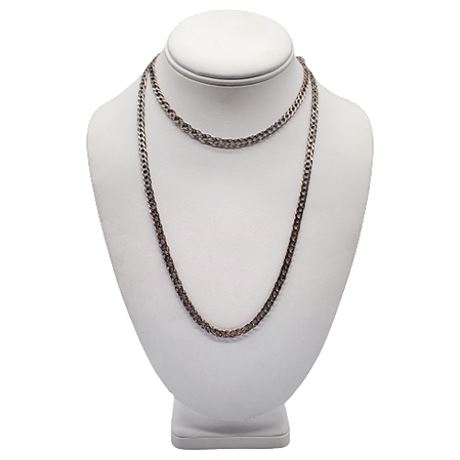 Italian Sterling Silver 35" Curb Chain Necklace