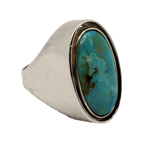 Signed Desert Rose Trading Sterling Silver Two Sided Turquoise/Lapis Ring