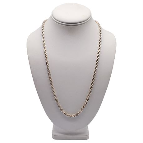 Heavy Sterling Silver 24" Rope Chain Necklace