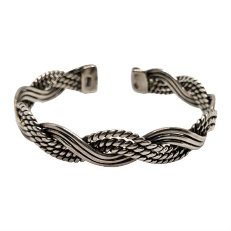 Signed CII Sterling Silver Braided Cuff Bracelet