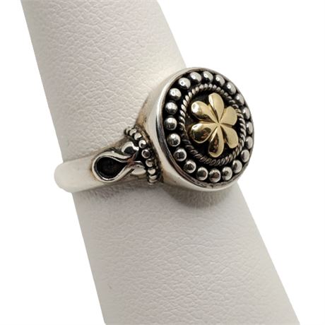 Signed Sterling Silver Two-Tone Floret Ring