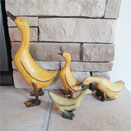 Yellow Duck Decorative Wood Statues