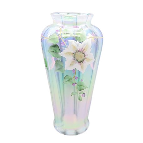 Fenton Hand Painted Opalescent Vase