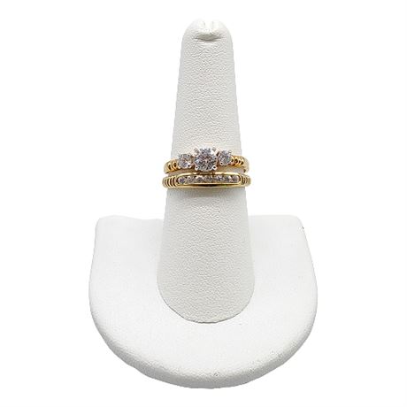 18K Gold CZ Ring Set