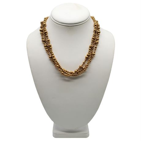 14K Gold EternaGold 3-Strand Gold Bead Necklace
