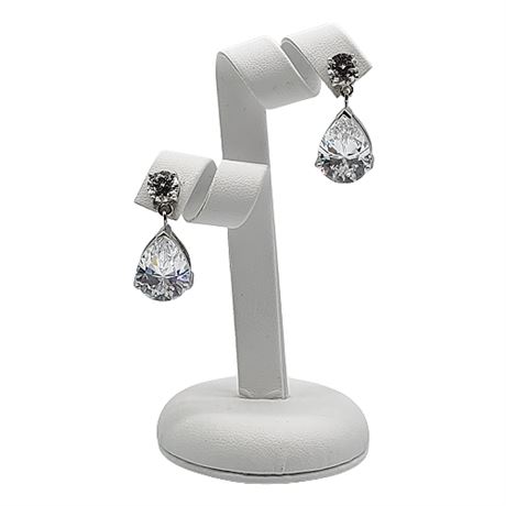 Sterling Silver Medium CZ Drop Earrings