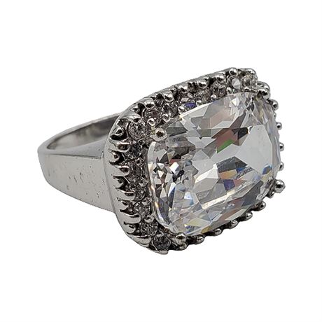 Sterling Silver Cushion Cut CZ Cocktail Ring