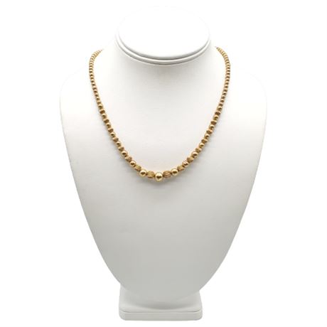 14K Gold Graduated Gold Bead Necklace
