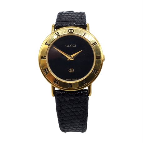 Vintage 80s Gucci Black 3000L Ladies Wristwatch