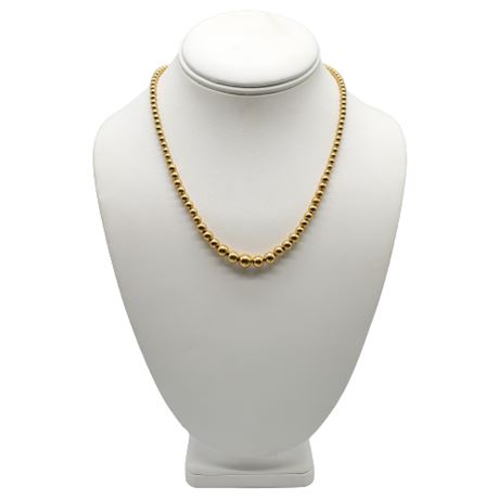 14K Gold Chanel Graduated Gold Bead Necklace