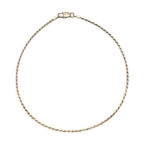 Italian Sterling Silver Rope Chain Ankle Bracelet