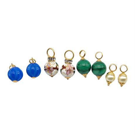 14K Gold Gemstone Charms Lot