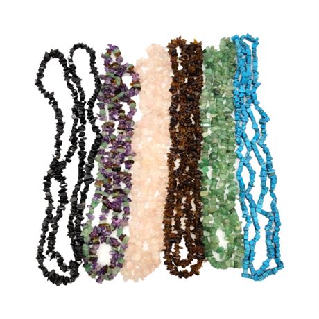 Semi-Precious Gemstone Chip Necklace Lot